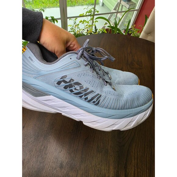 Hoka Mens Trainers Bondi 7 Lace-Up Low-Top Running Sneakers Mesh - Picture 3 of 16